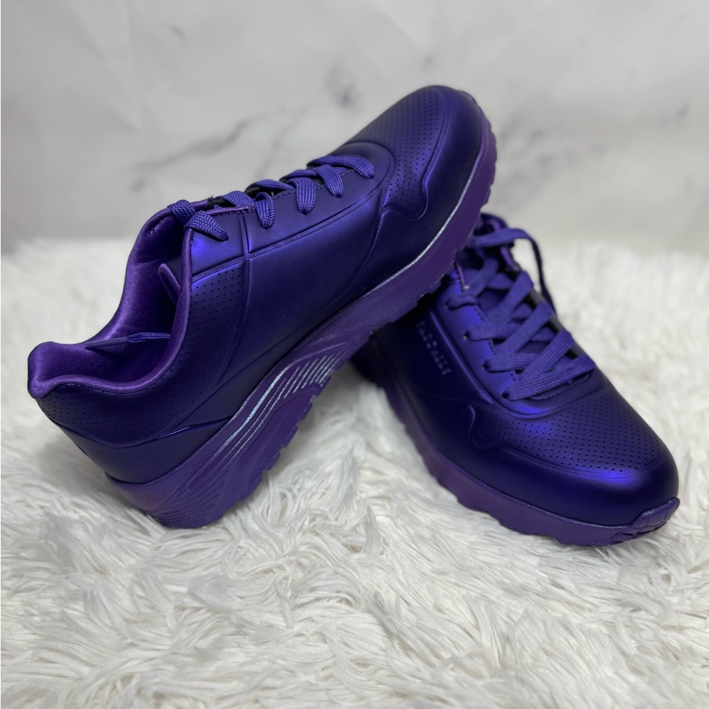 BN with Box Skechers Women's Kid’s Purple Metallic Sneakers - Picture 3 of 6